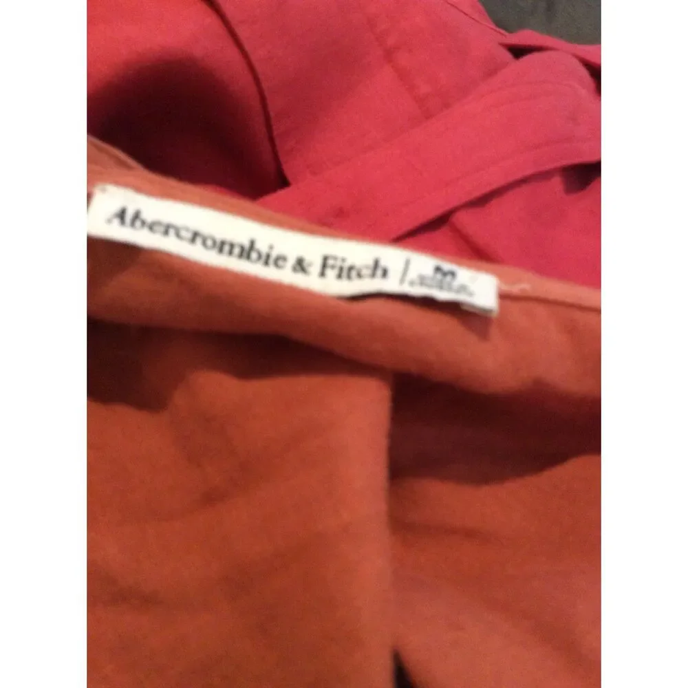Abercrombie & Fitch AF Burnt Orange Puff sleeve Tie Back Medium M Linen blend